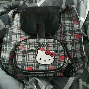 Leather Hello Kitty drawstring mini backpack